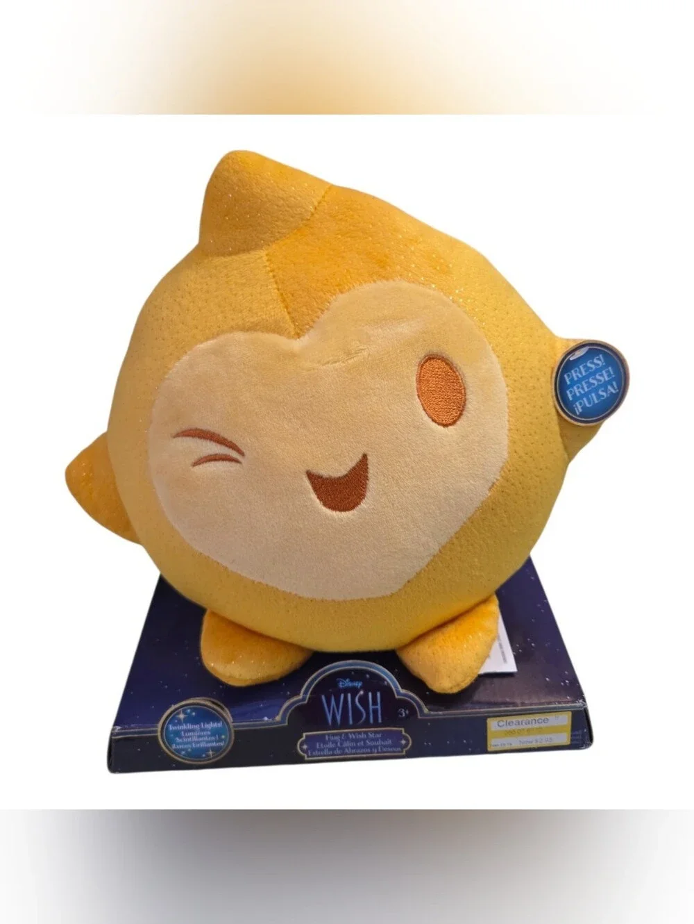 Disney Yellow Winking Star Plush Decorative Pillow